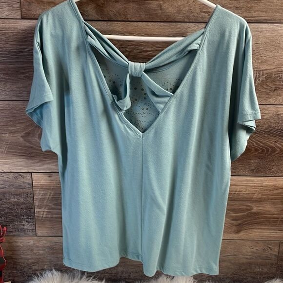 Charlotte Russe Ladies Embellish Top Y2K Fairy Whimiscal Large Bluish Green Sz L - Picture 5 of 7